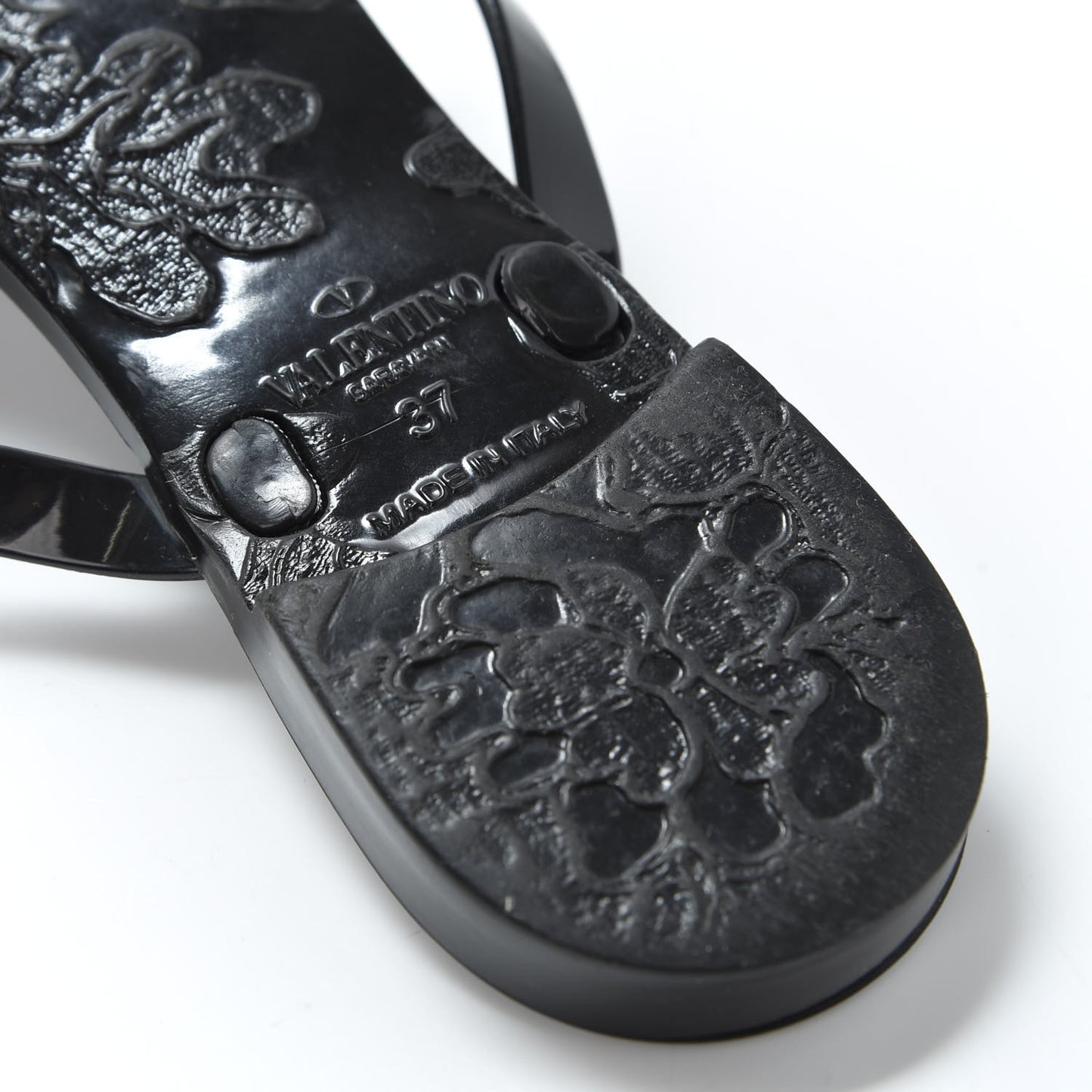 PVC Jelly Rockstud Bow Thong Sandals 37 Black