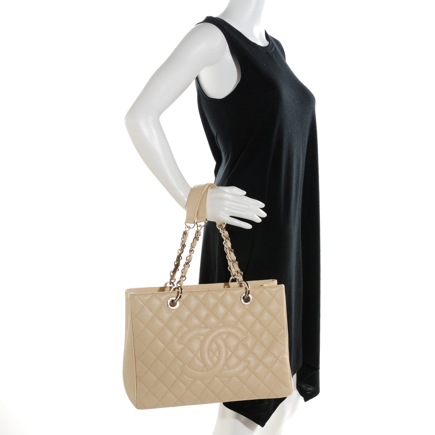 Chanel Caviar Quilted Grand Shopping Tote GST Beige Clair 2 of 7