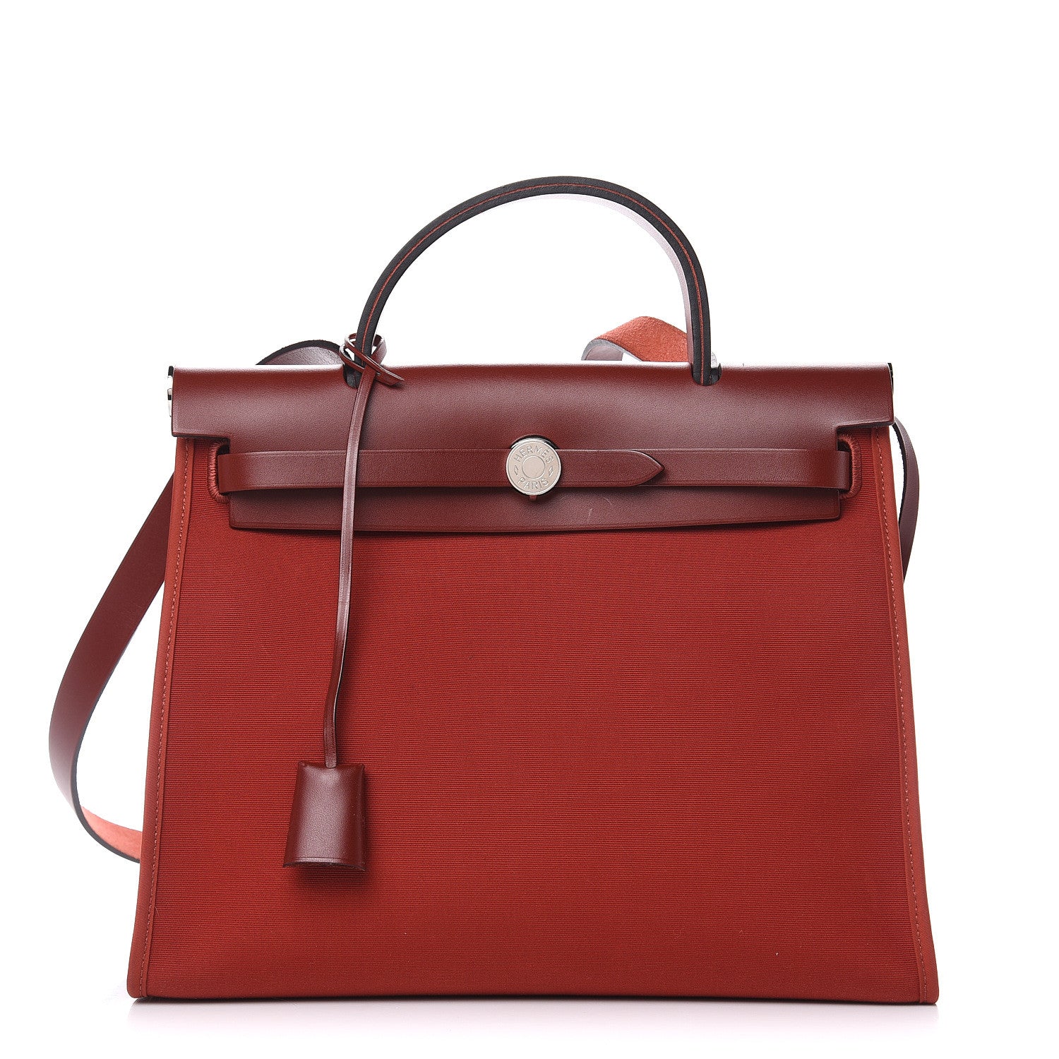 Hermes Vache Hunter Toile Herbag Zip 31 PM Rouge Grenat Rouge H 1 of 11