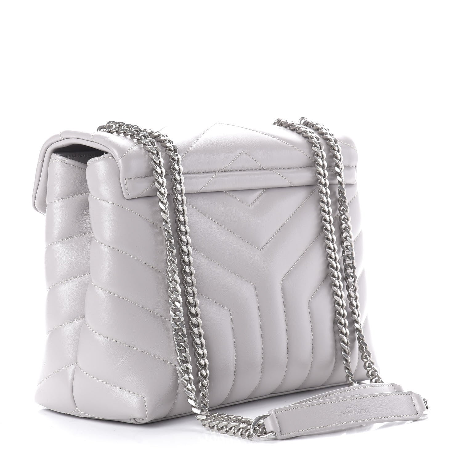 Saint Laurent Calfskin Y Quilted Monogram Small Loulou Chain Satchel Granite 3 of 11