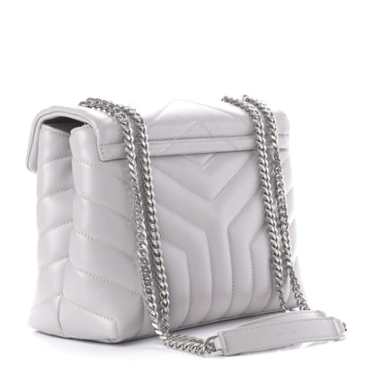 Saint Laurent Calfskin Y Quilted Monogram Small Loulou Chain Satchel Granite 3 of 11