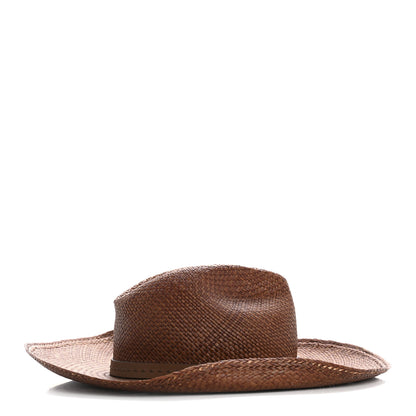 Gucci Straw Calfskin Wide Brim Hat M Brown 5 of 8