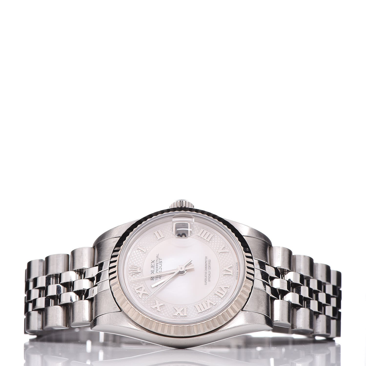Rolex Stainless Steel 18K White Gold Mother of Pearl 31mm Oyster Perpetual Watch Roman 78274 3 of 7