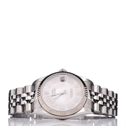 Rolex Stainless Steel 18K White Gold Mother of Pearl 31mm Oyster Perpetual Watch Roman 78274 3 of 7