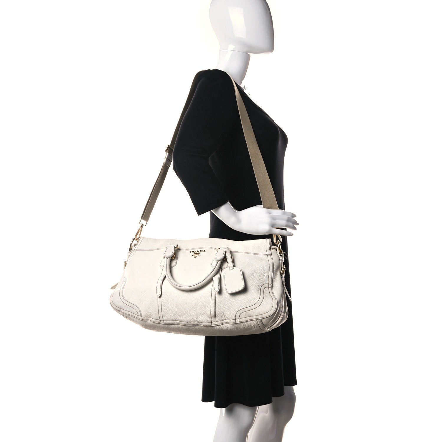 Prada Cervo Antik Shopping Satchel White 2 of 23