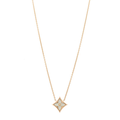 Louis Vuitton 18K Pink Gold Mother of Pearl Color Blossom Star Pendant Necklace 1 of 6