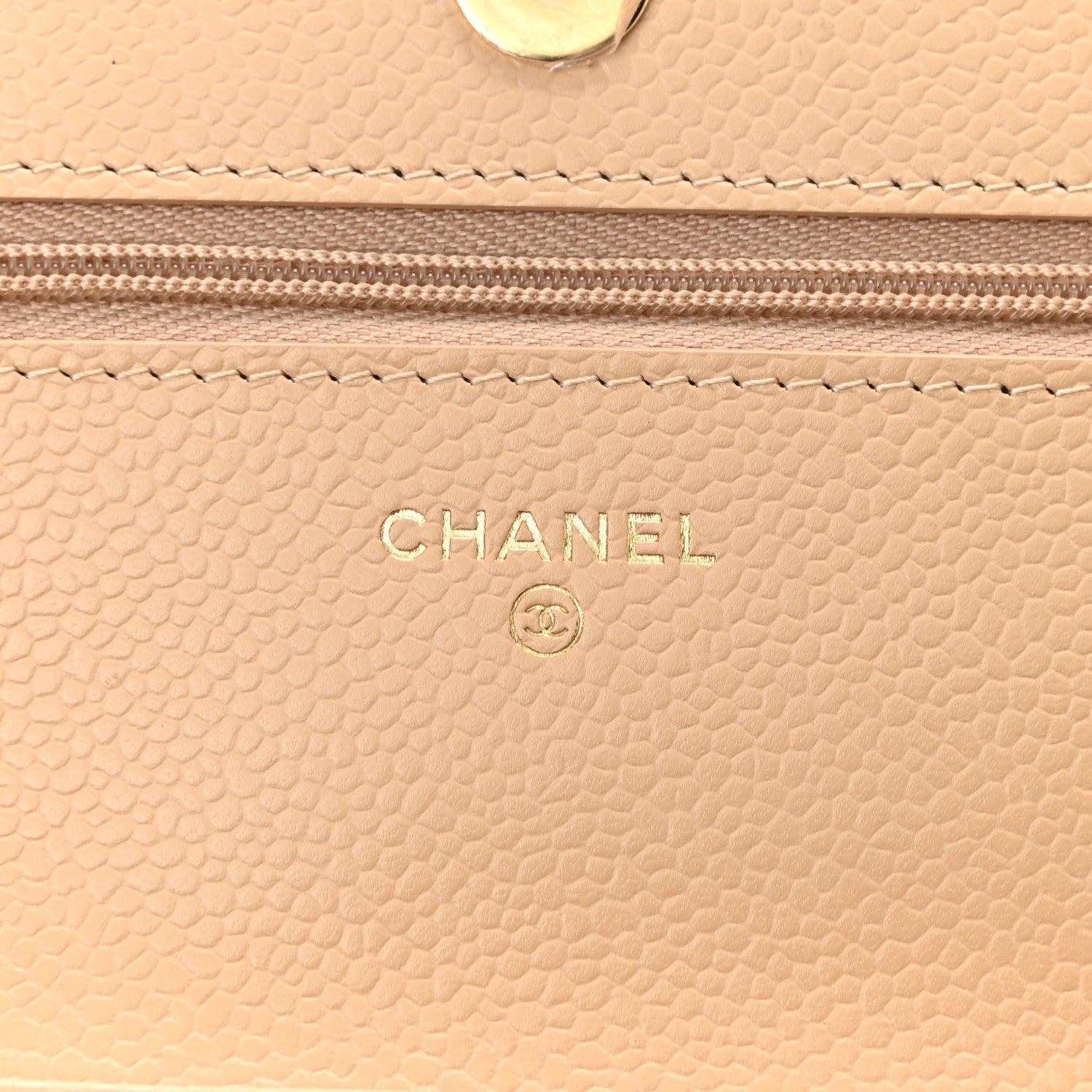 Chanel Caviar Quilted Wallet On Chain WOC Light Beige 5 of 10