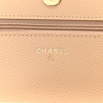 Chanel Caviar Quilted Wallet On Chain WOC Light Beige 5 of 10