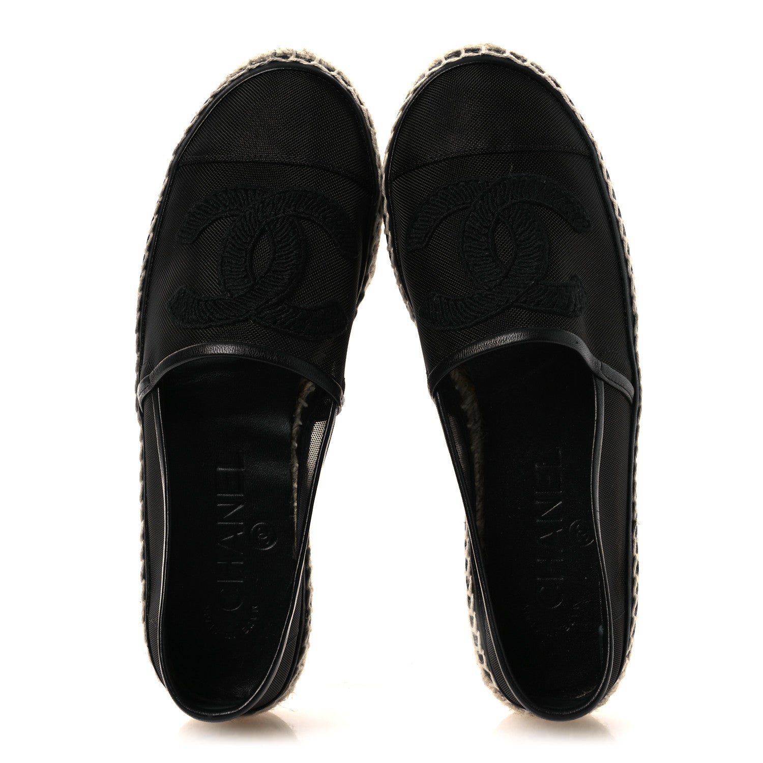 Chanel Mesh Grosgrain CC Espadrilles 35 Black 2 of 11