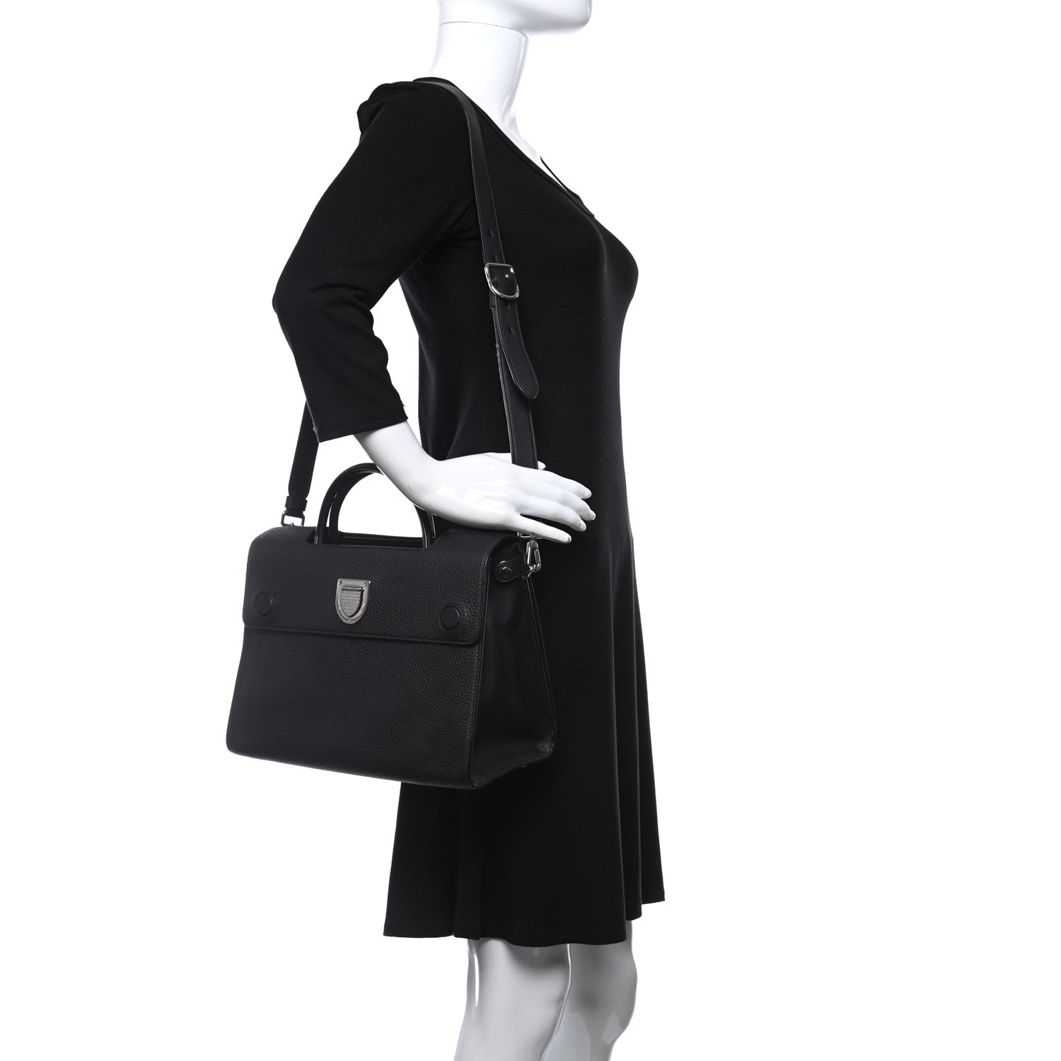 Christian Dior Grained Calfskin Medium Diorever Flap Black 2 of 10