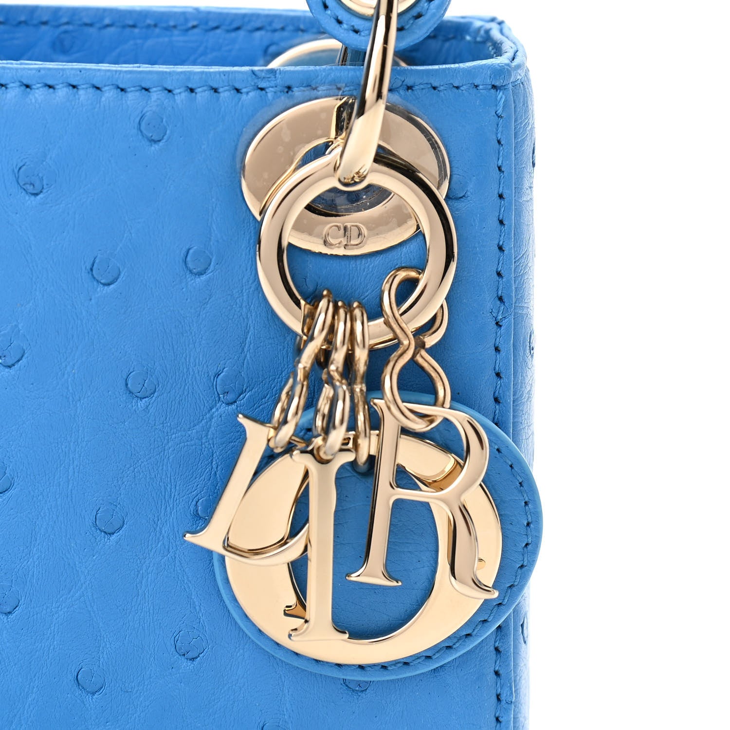 Christian Dior Ostrich Micro Lady Dior Blue 7 of 9