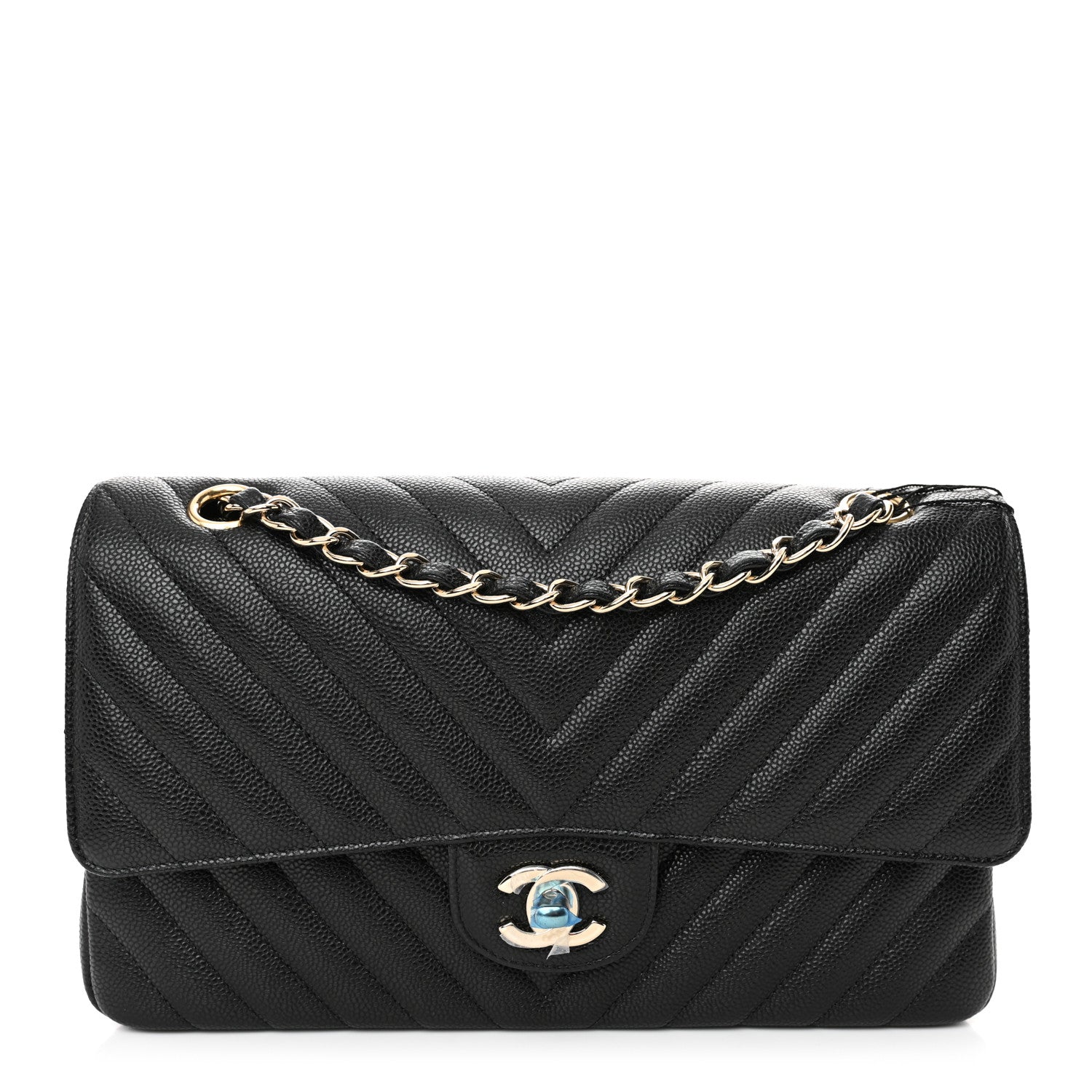 Chanel Caviar Chevron Quilted Medium Double Flap Black 1 of 11