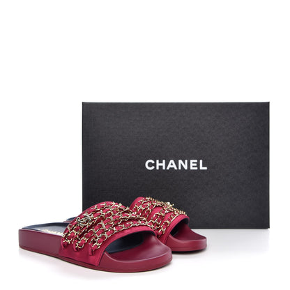 Chanel Satin Chain Flat Sandals 35 Dark Fuchsia 8 of 8