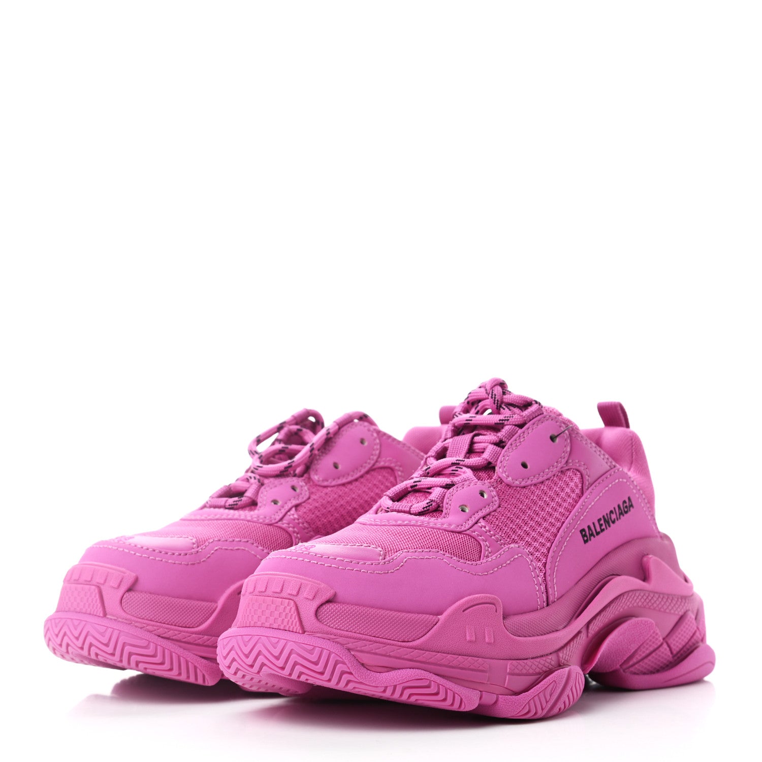 Balenciaga Fabric Mesh Womens Triple S Sneakers 38 Fluo Pink 3 of 8