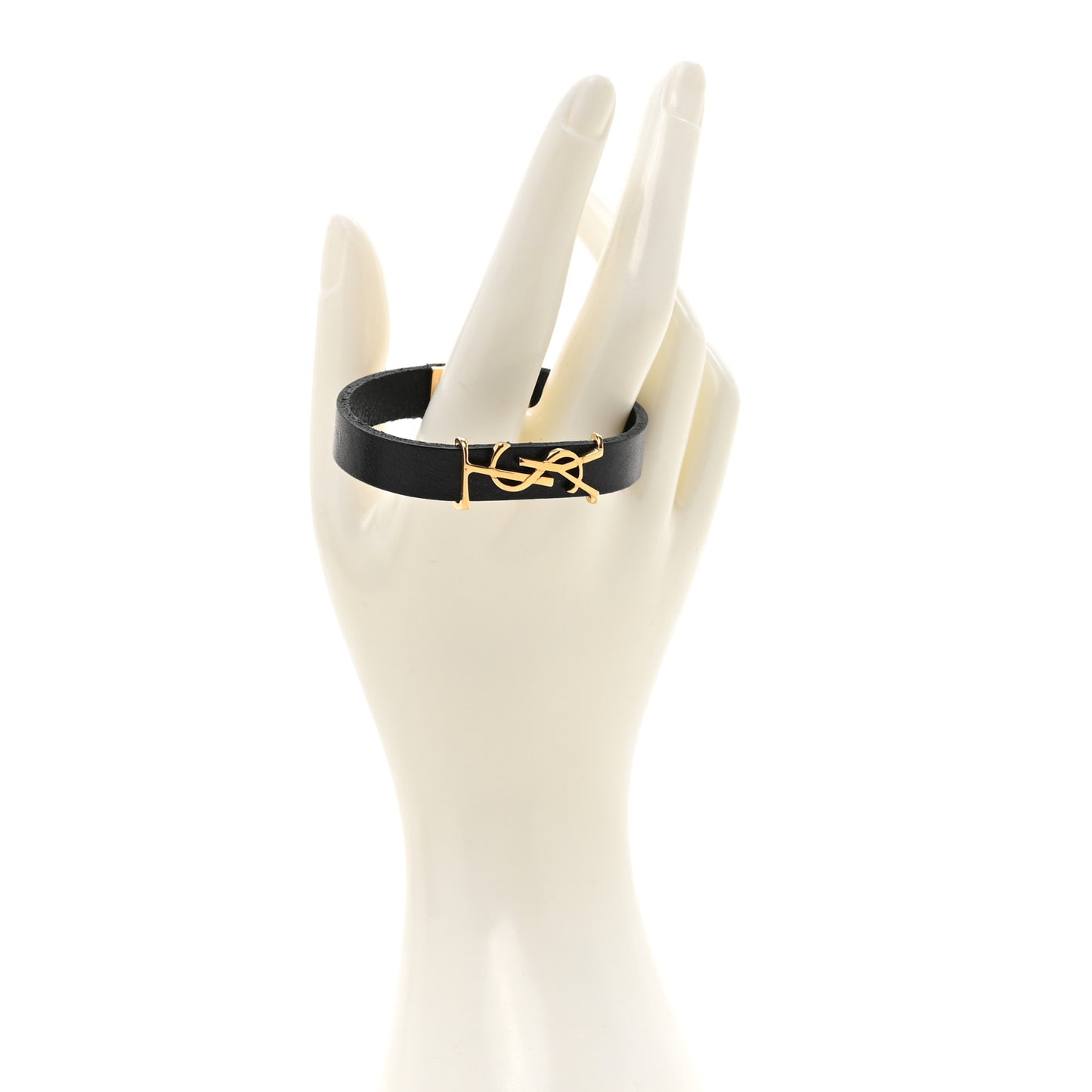 Calfskin Opyum Double Wrap Bracelet Black Gold
