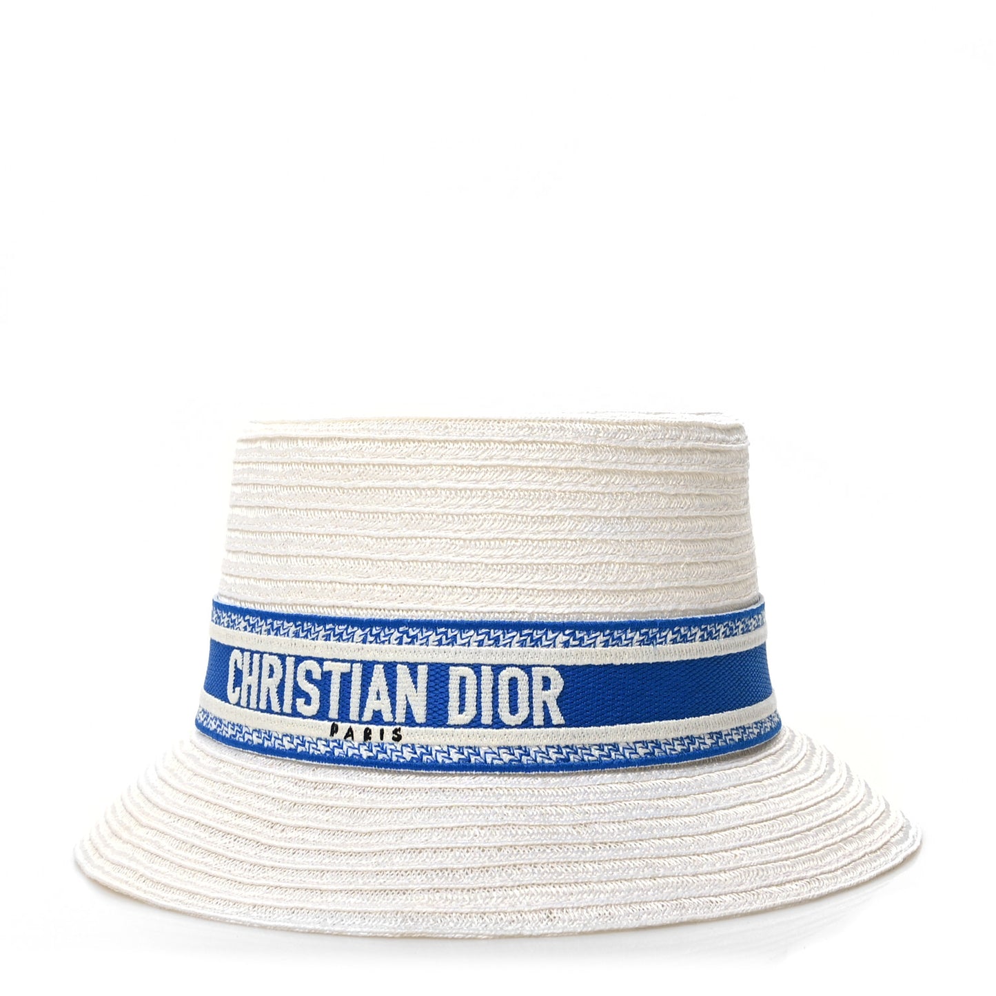 Straw Bucket Hat 59 White Blue