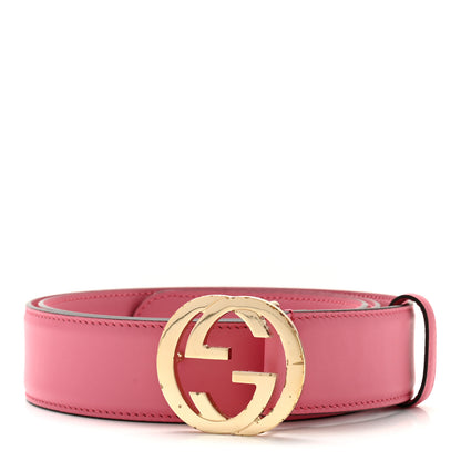 Gucci Moon Calfskin Interlocking G 37mm Belt 95 38 Glossy Pink 1 of 10