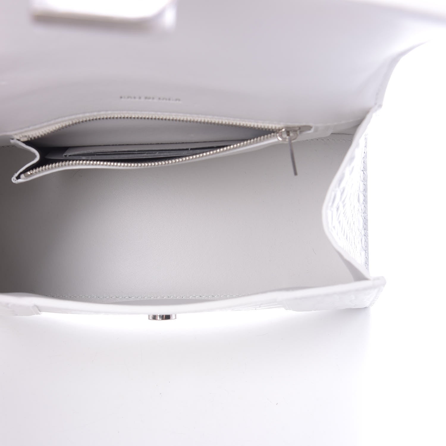 Balenciaga Calfskin Crocodile Embossed Small Hourglass Top Handle Bag White 5 of 13