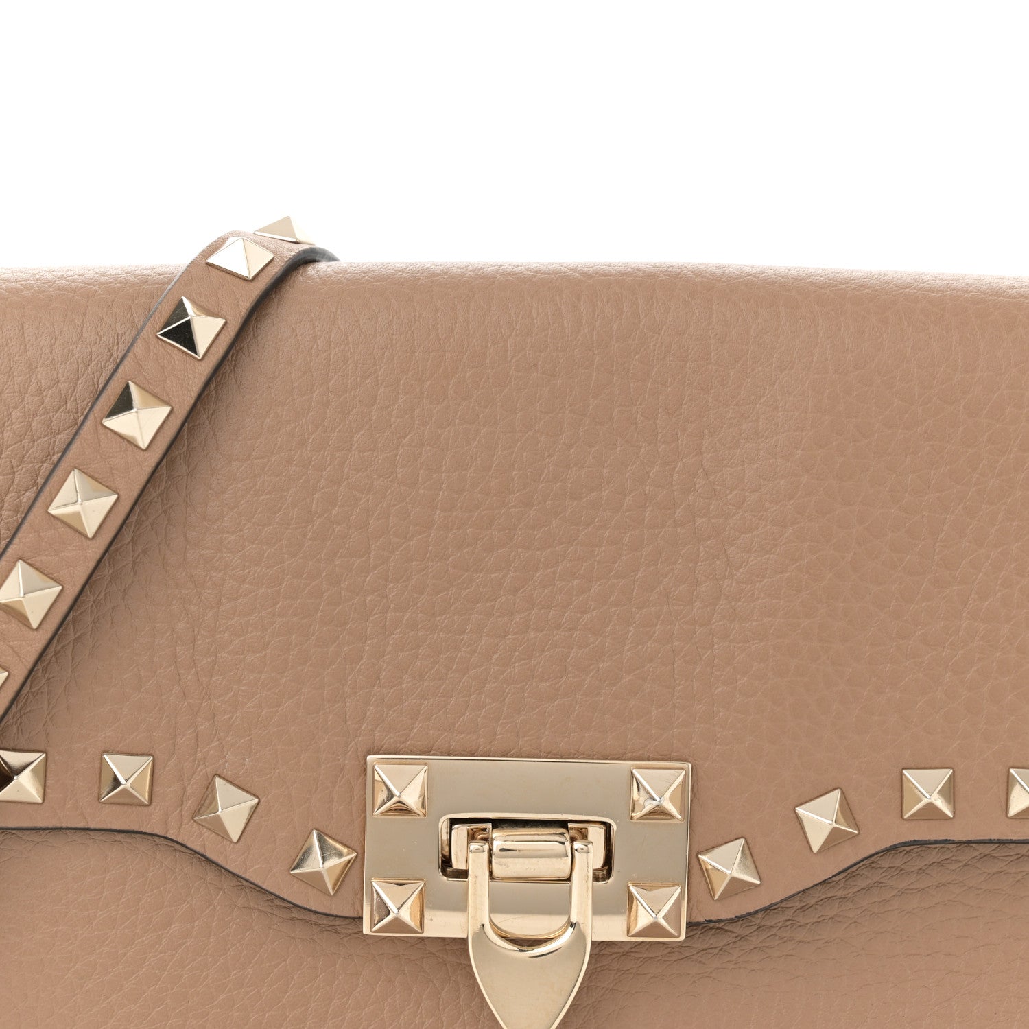 Valentino Garavani Pebbled Calfskin Medium Rockstud Flip Lock Crossbody Bag Deep Alpaca 7 of 12