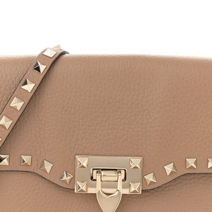 Valentino Garavani Pebbled Calfskin Medium Rockstud Flip Lock Crossbody Bag Deep Alpaca 7 of 12