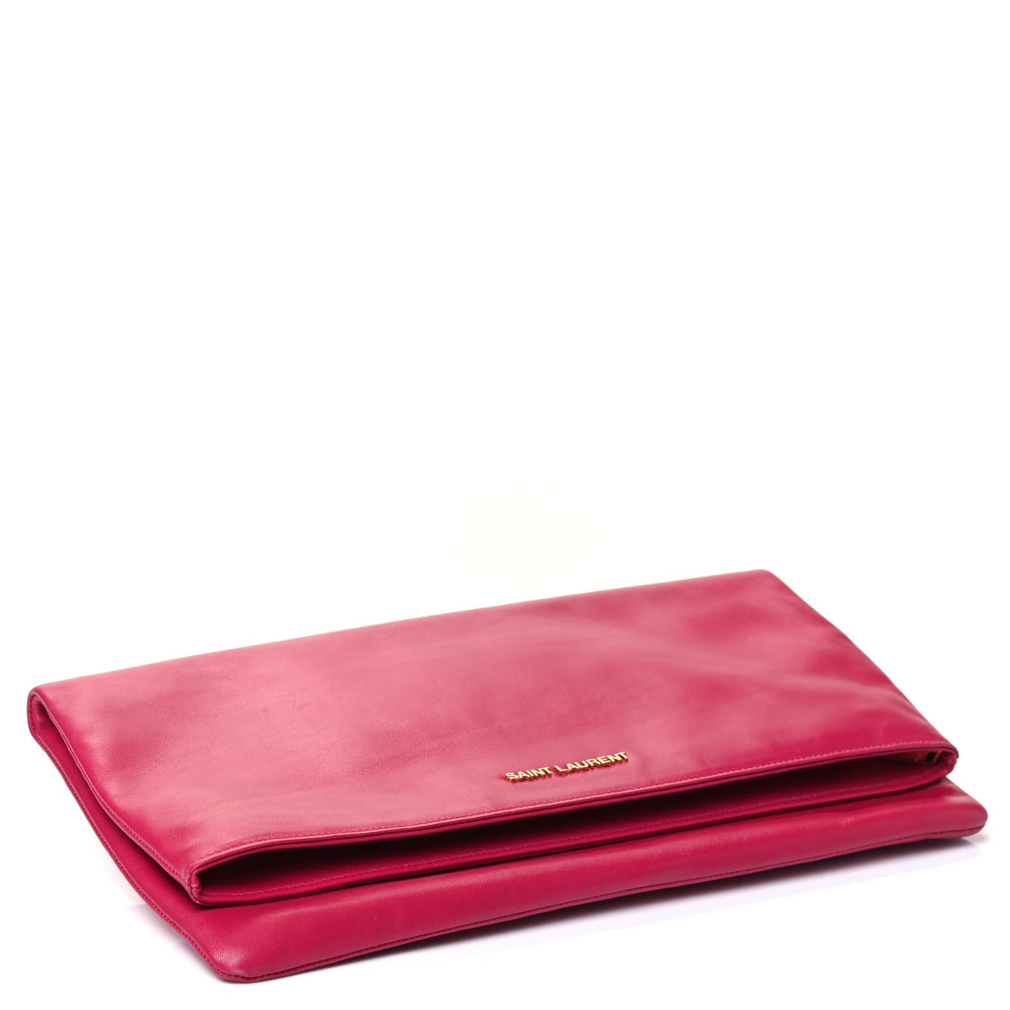 Smooth Calfskin Letters Fold-Over Clutch Fuchsia