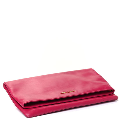 Saint Laurent Smooth Calfskin Letters Fold-Over Clutch Fuchsia 3 of 4