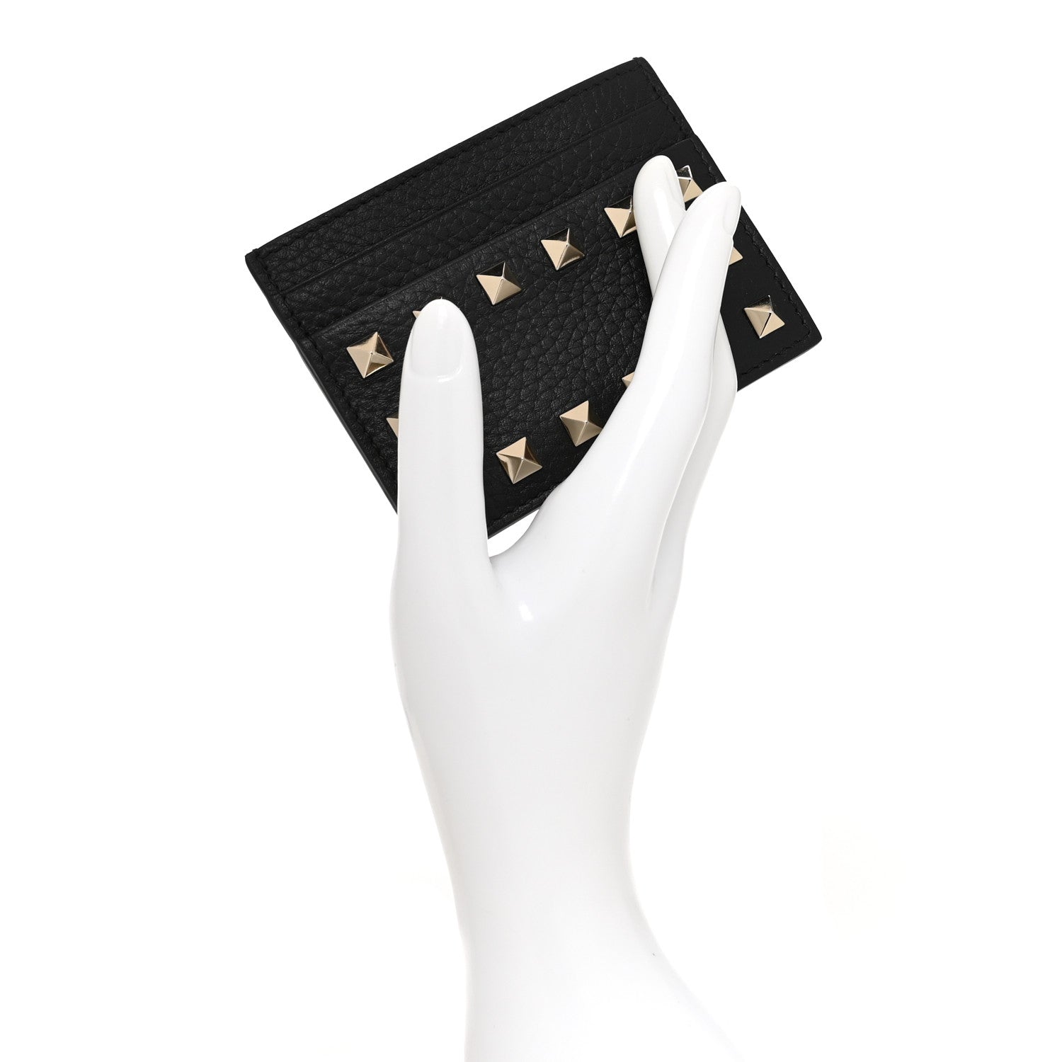 Valentino Garavani Pebbled Calfskin Rockstud Card Holder Black 2 of 6