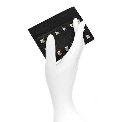 Valentino Garavani Pebbled Calfskin Rockstud Card Holder Black 2 of 6