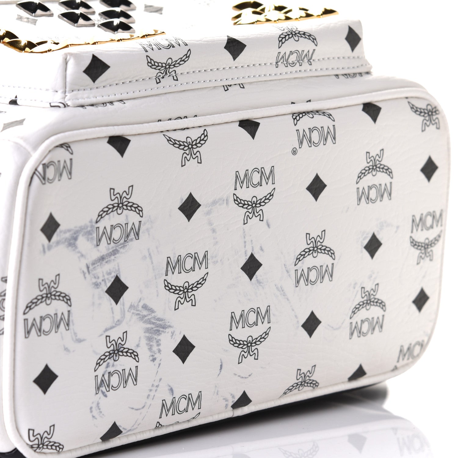 MCM Visetos Studded Small Stark M Backpack White 7 of 7