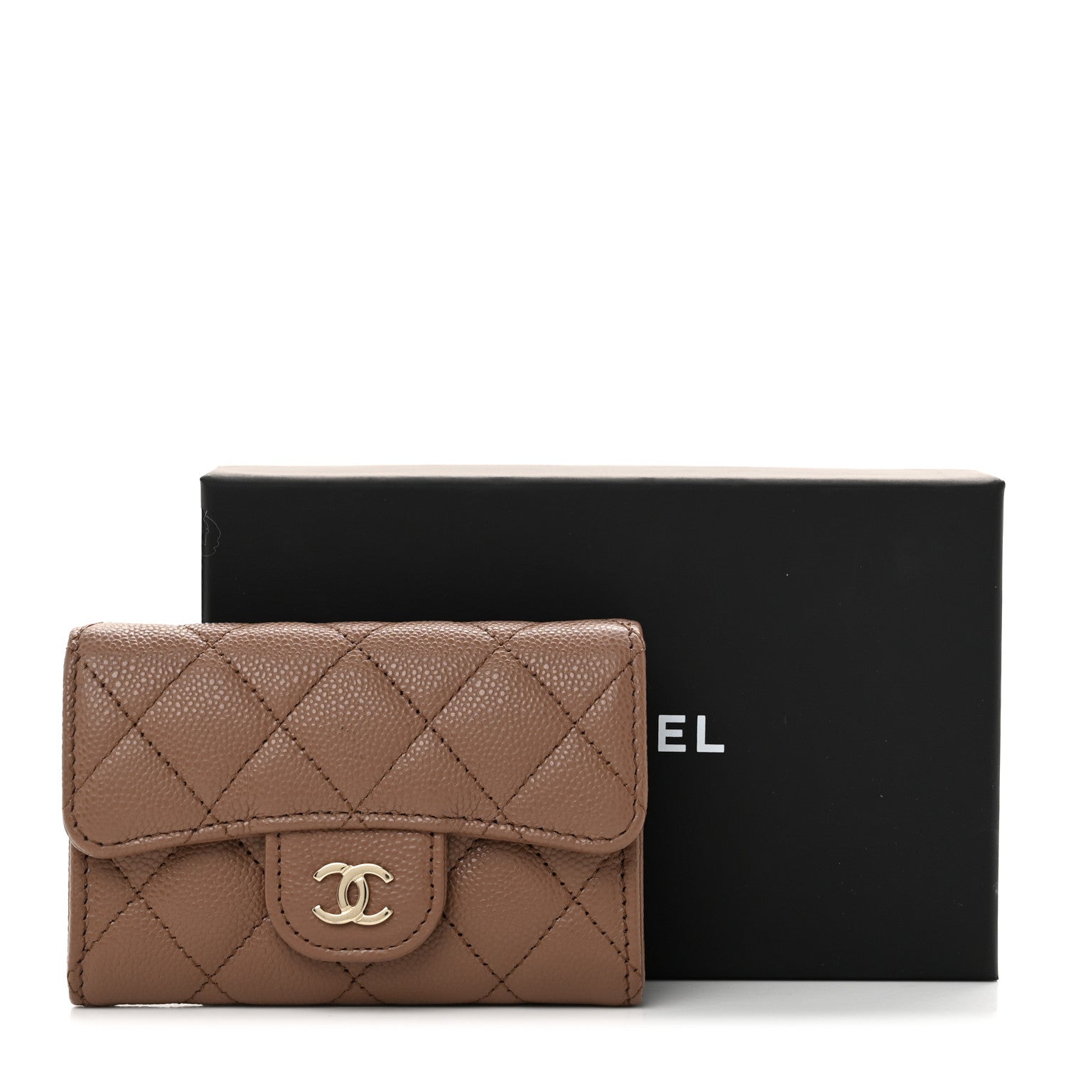 Chanel Caviar Quilted Flap Card Holder Wallet Brown 9 of 9