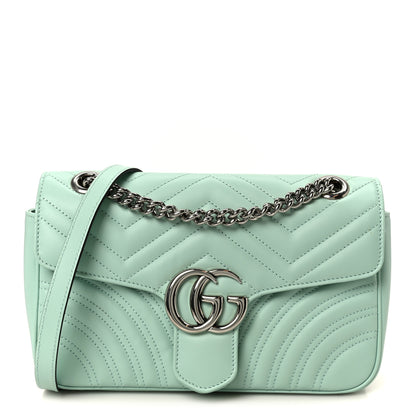 Gucci Calfskin Matelasse Small GG Marmont Shoulder Bag Water Green 1 of 12