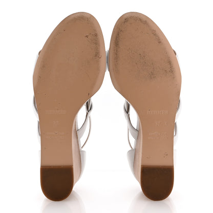 Hermes Nappa Brisbane Wedge Sandals 37 White 6 of 12