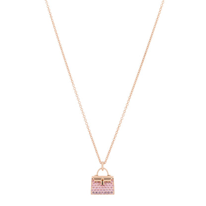Hermes 18K Rose Gold Pink Sapphire Kelly Amulettes Pendant Necklace 1 of 5