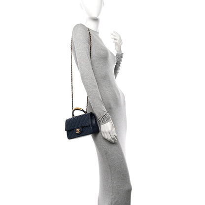 Chanel Lambskin Quilted Mini Metal Top Handle Rectangular Flap Blue 2 of 12