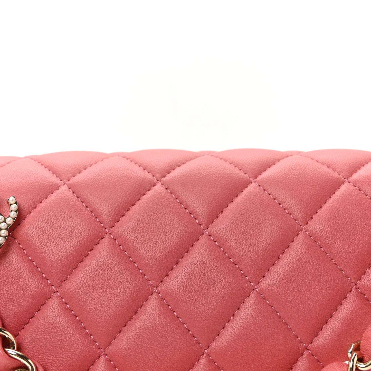 Lambskin Quilted Valentine Charms Medium Single Flap Pink
