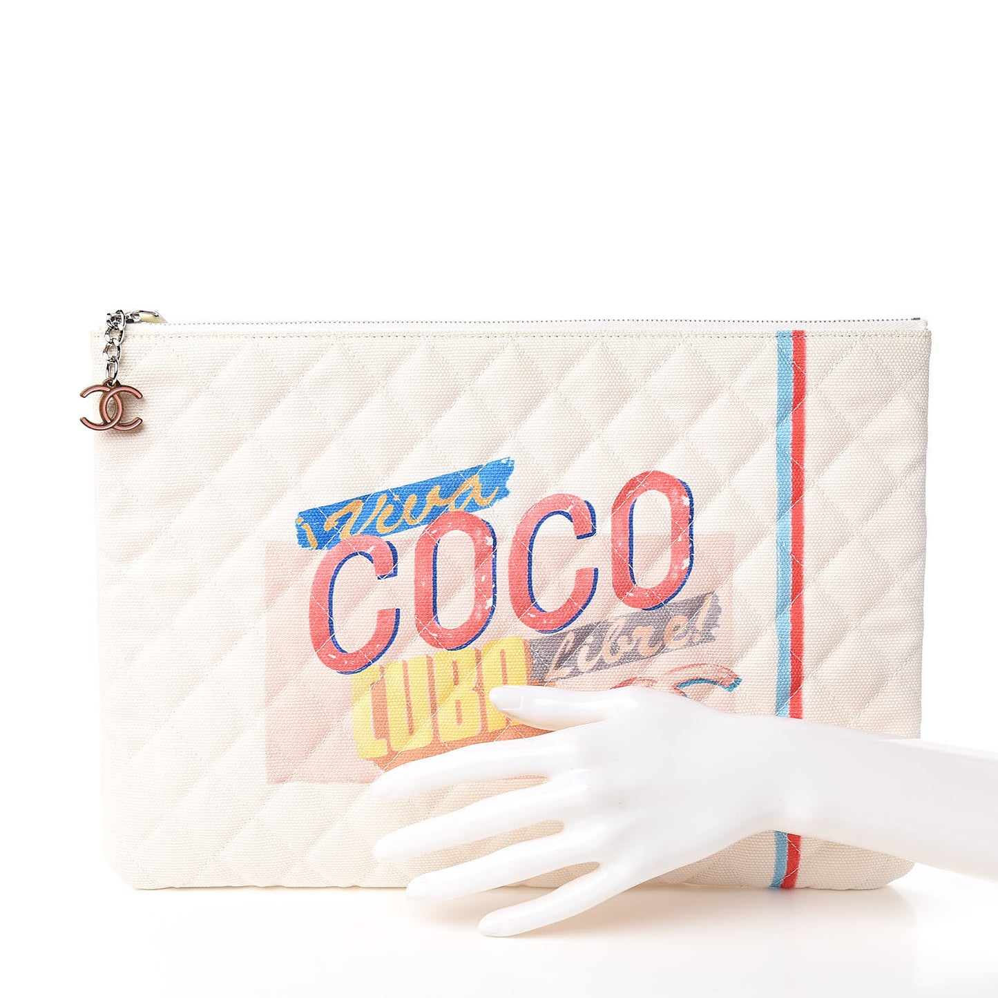 Canvas Large Coco Cuba Cosmetic Case Yellow Turquoise