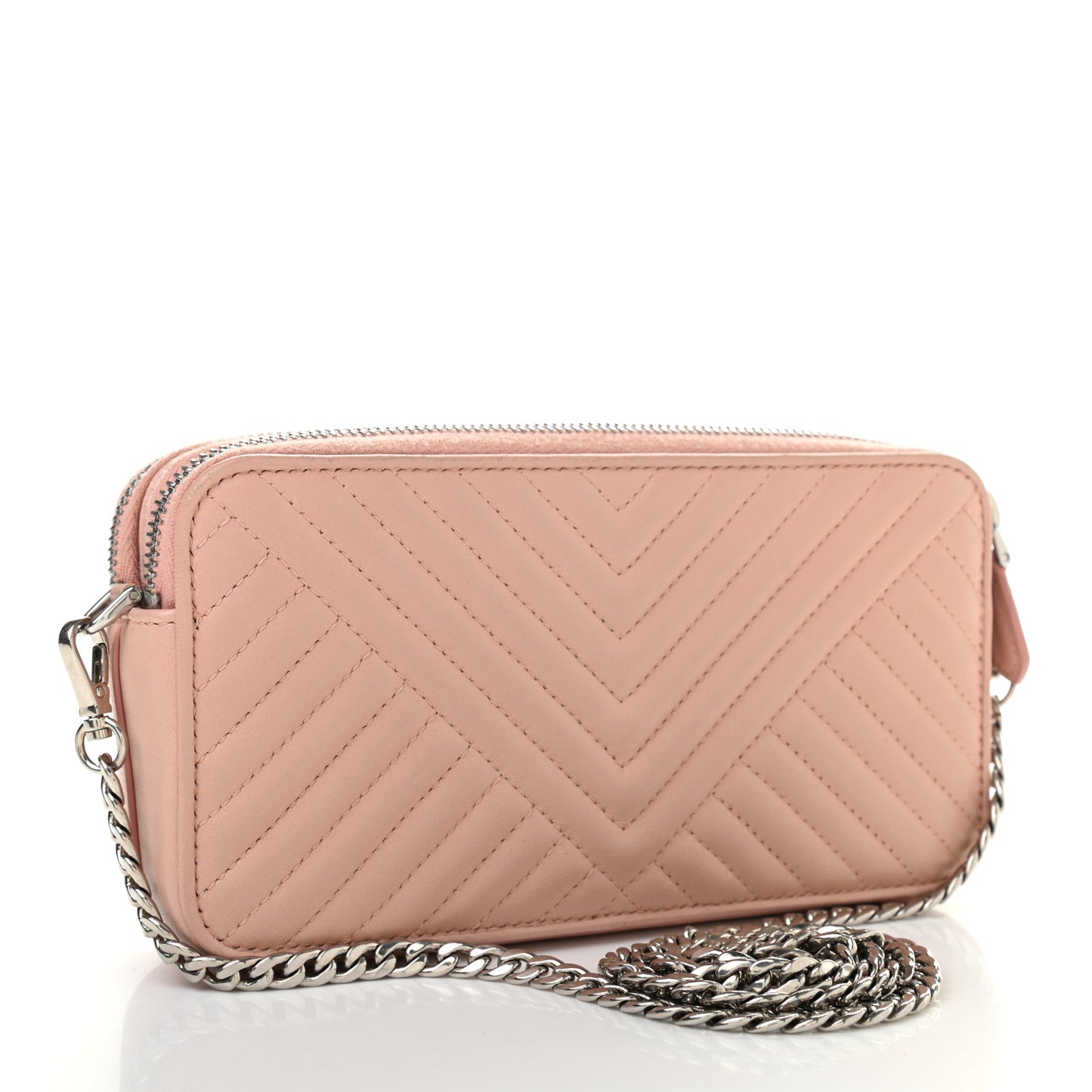 Nappa Impunture Diagramme Mini Double Zip Chain Crossbody Bag Orchidea