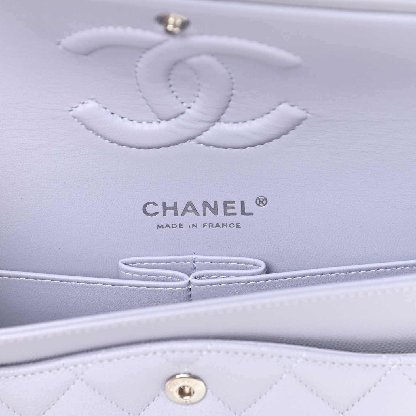 Caviar Quilted Medium Double Flap Light Purple