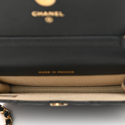 Chanel Lambskin Quilted Pearl Crush Clutch With Chain Black 5 of 13
