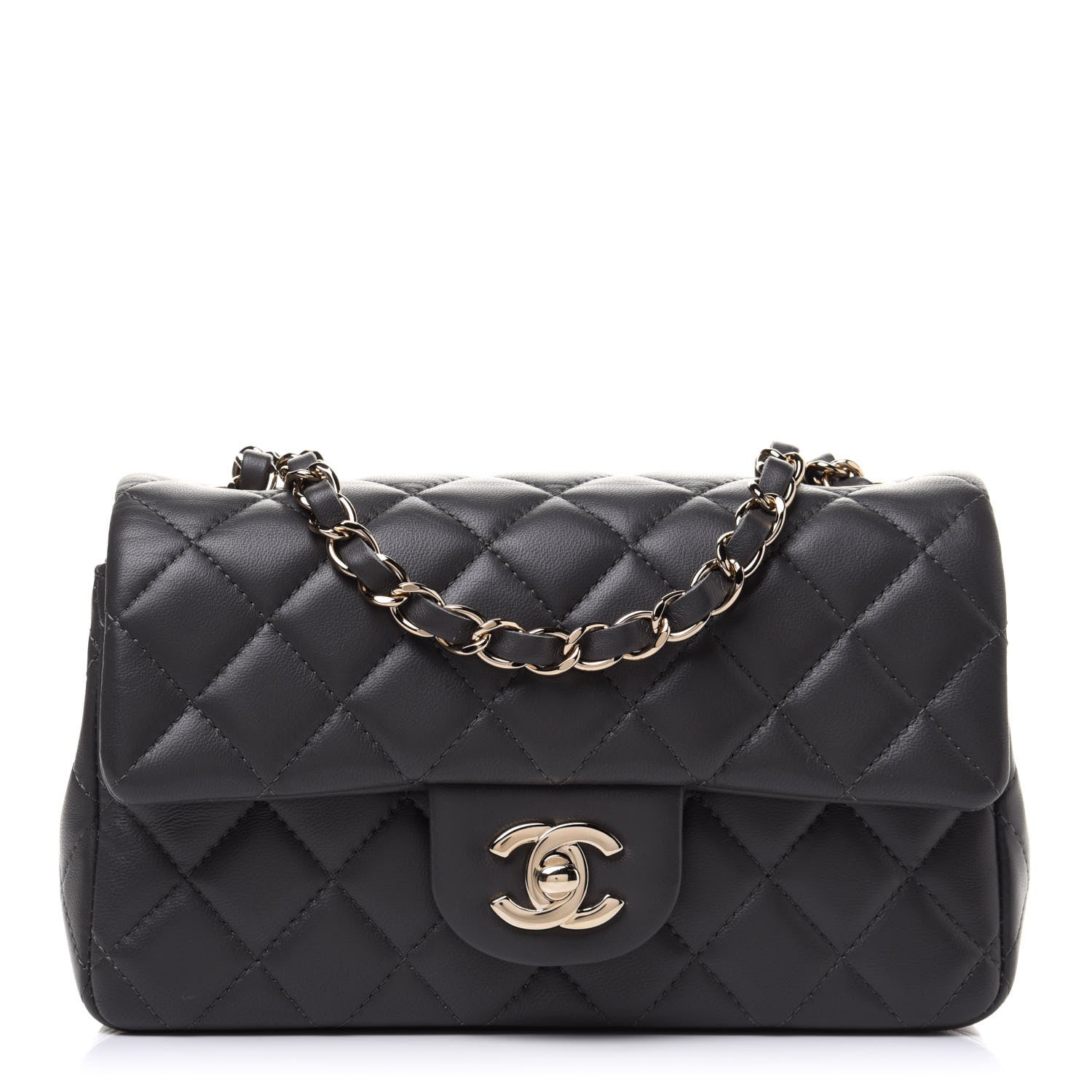 Chanel Lambskin Quilted Mini Rectangular Flap Dark Grey 1 of 11