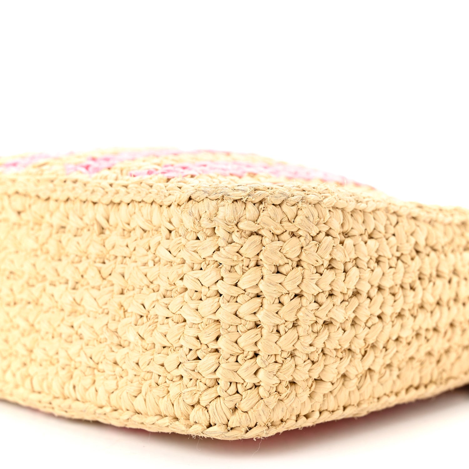 Prada Yarn Raffia Effect Crochet Striped Re-Edition 2005 Shoulder Bag Naturale Petalo 12 of 12