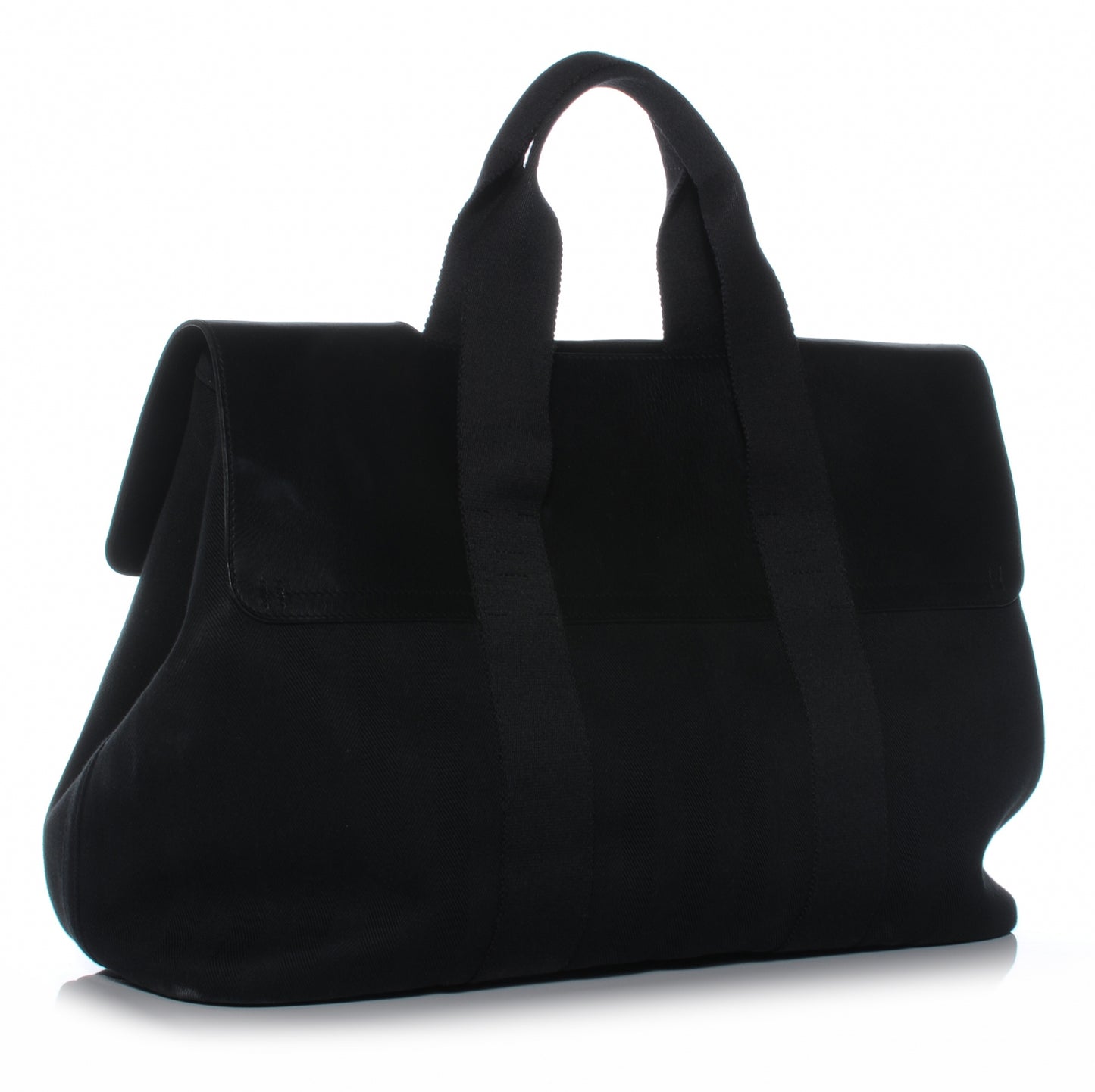 Herringbone Cotton and Leather Valparaiso Black
