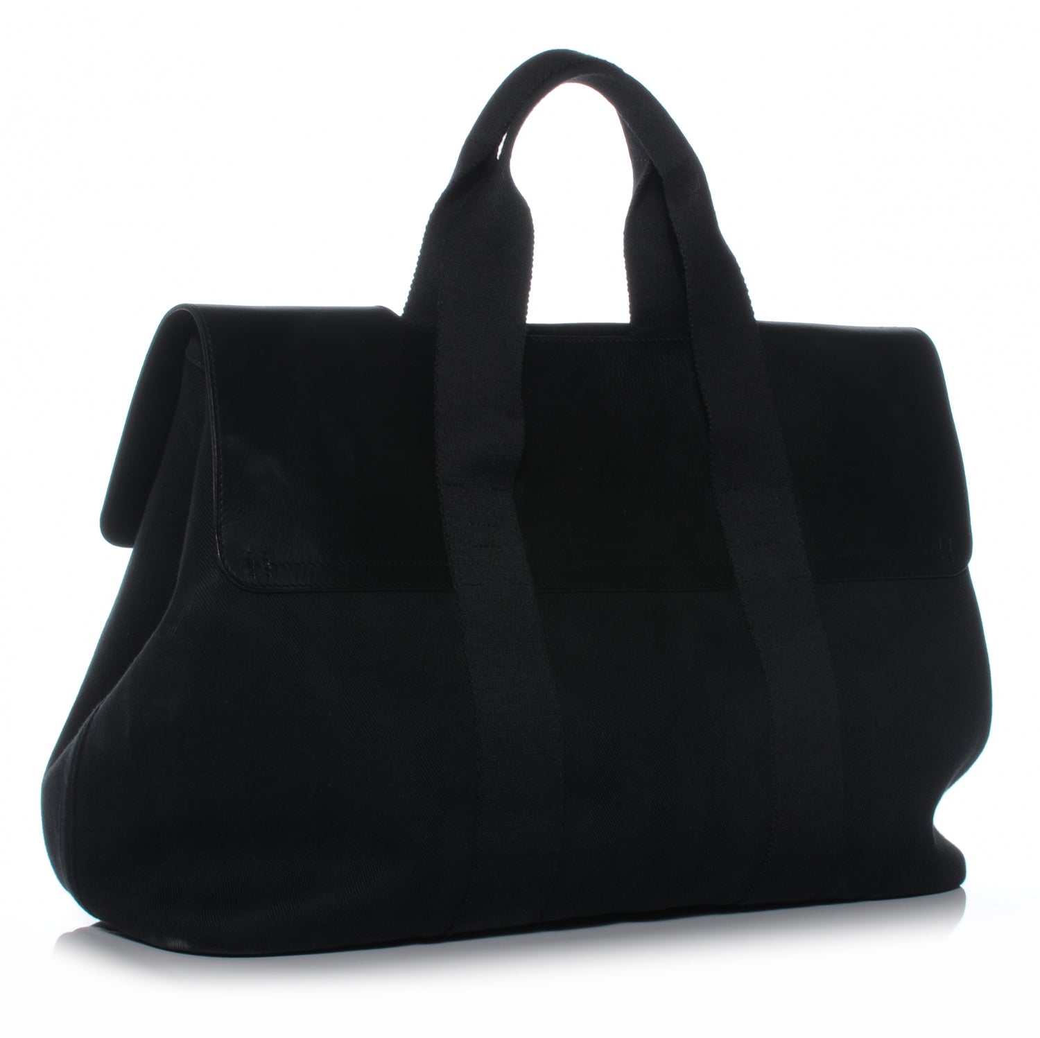 Hermes Herringbone Cotton and Leather Valparaiso Black 3 of 8