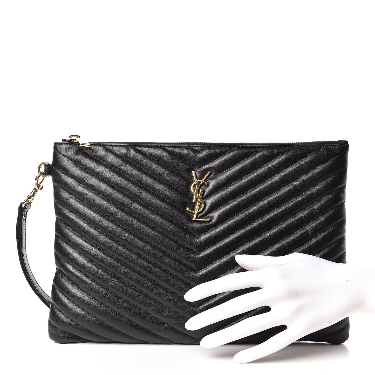 Calfskin Matelasse Monogram Cassandre Tablet Pouch Black