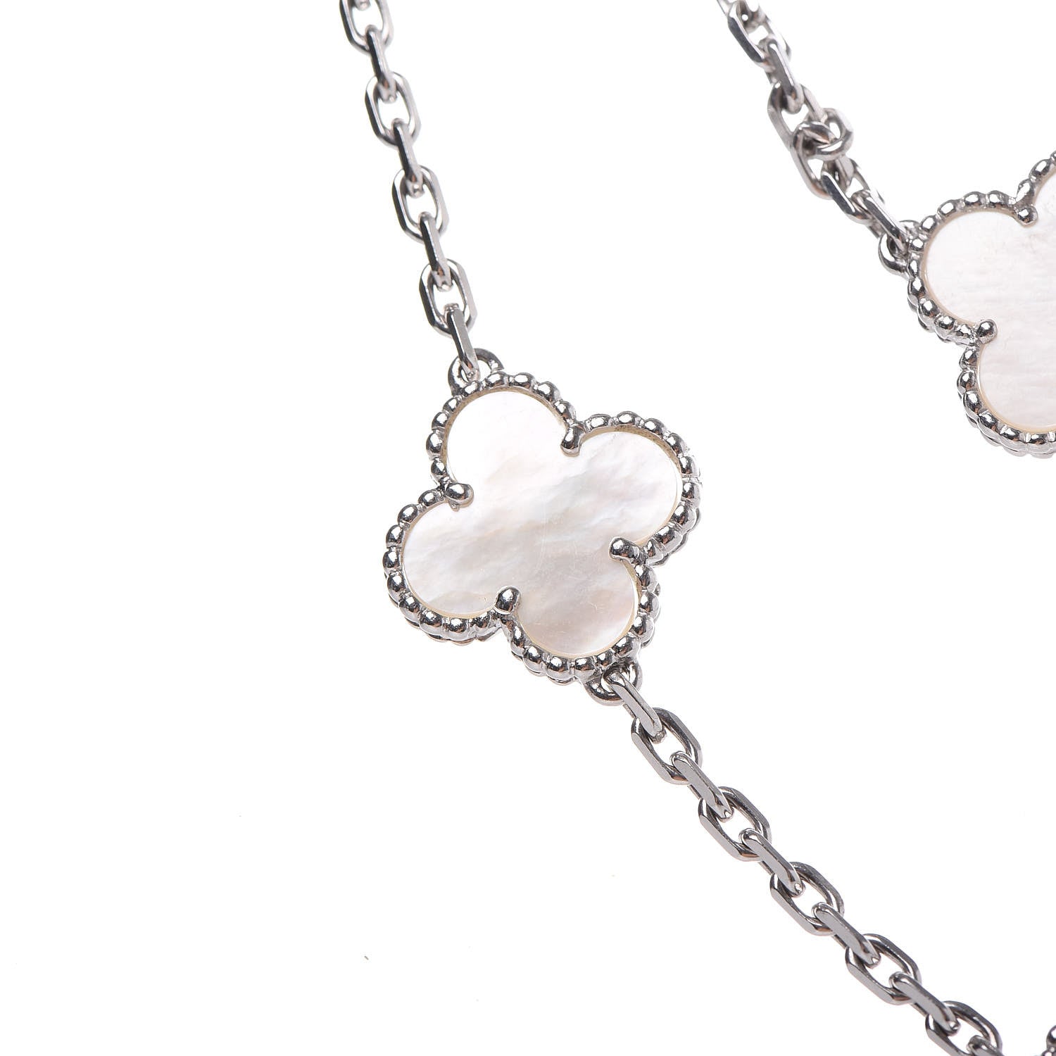Van Cleef & Arpels 18K White Gold Mother of Pearl 20 Motifs Vintage Alhambra Necklace 4 of 8