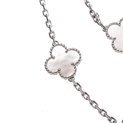 Van Cleef & Arpels 18K White Gold Mother of Pearl 20 Motifs Vintage Alhambra Necklace 4 of 8