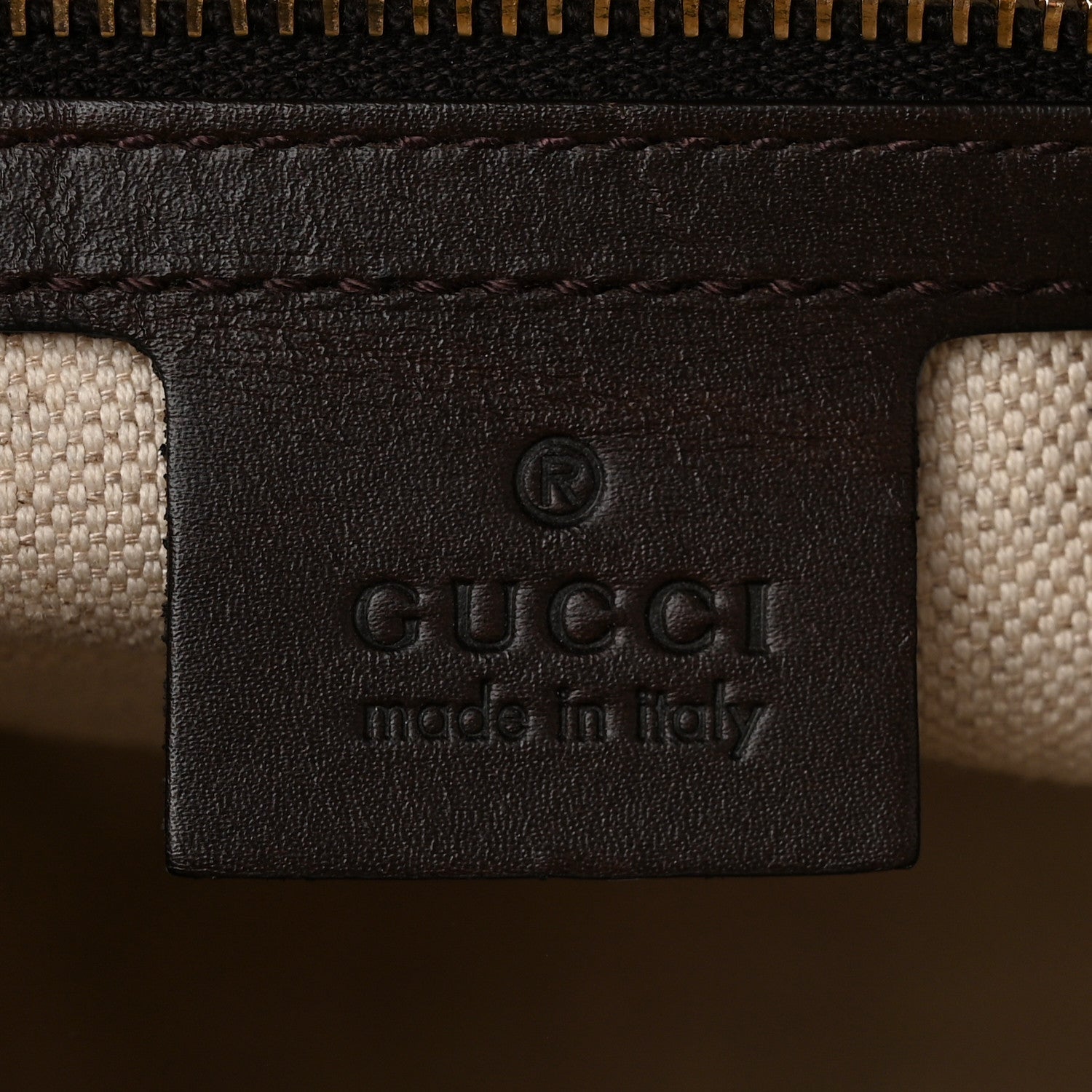 Gucci Monogram Selleria Calfskin Vintage Web Medium Boston Beige Ebony Cocoa 6 of 10