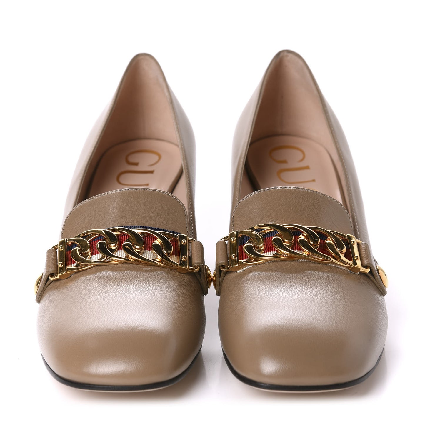 Malaga Kid Sylvie Web Chain Mid Heel Loafers 36 Mud