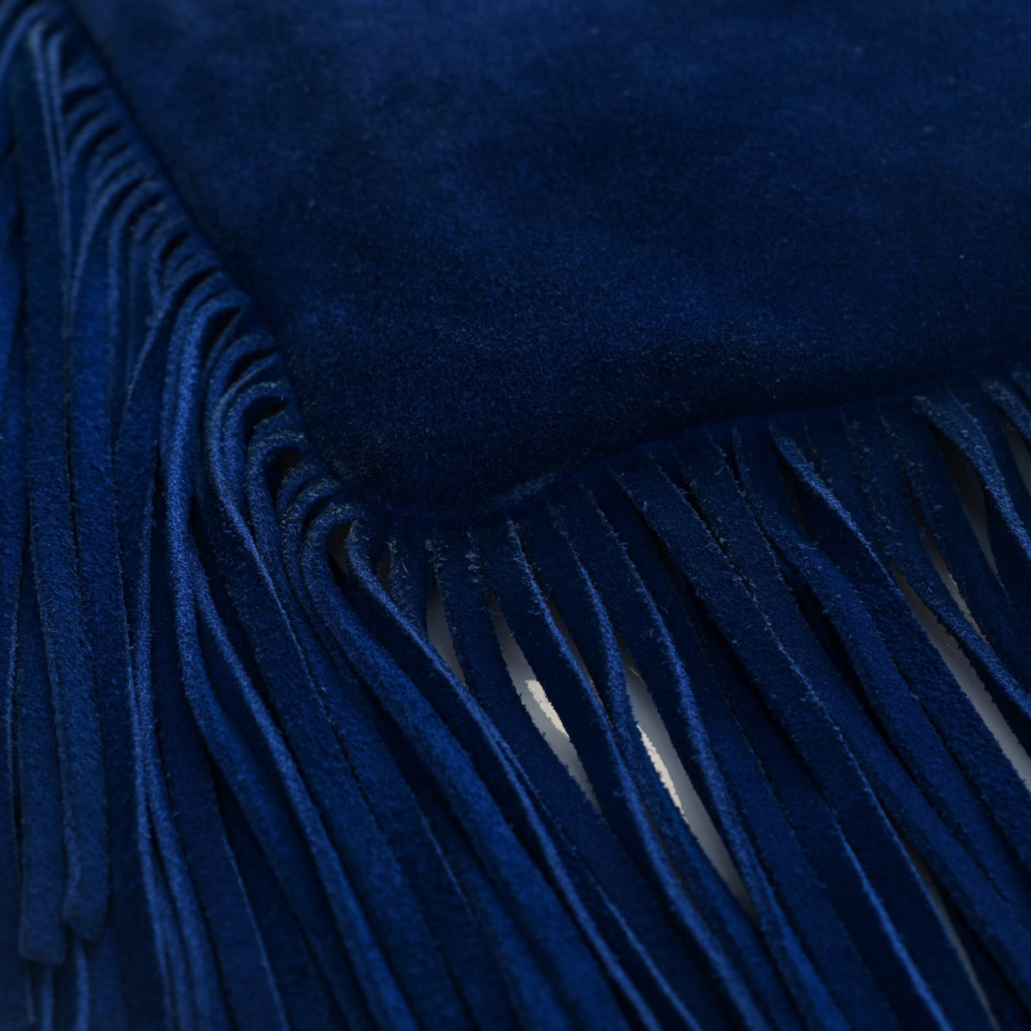 Suede Calfskin Small Fringe Crossbody Bag Blue