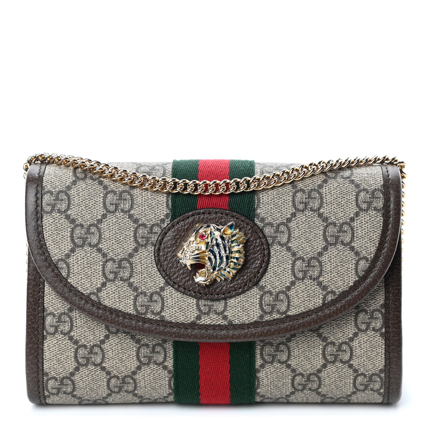 Gucci GG Supreme Monogram Web Mini Rajah Slim Flap Shoulder Bag Beige New Acero 1 of 4